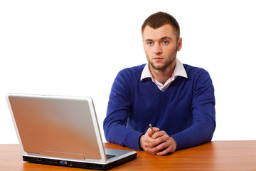 male student with notebook