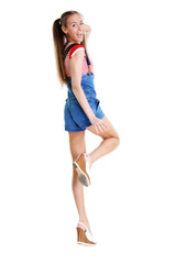 Full length action view  girl jumping in air