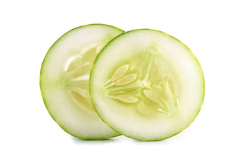 Cucumber slices on white