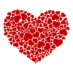 Abstract drawing of red hearts. Vector illustration