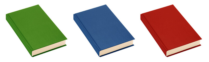 Three books (green, blue, red) (isolated)