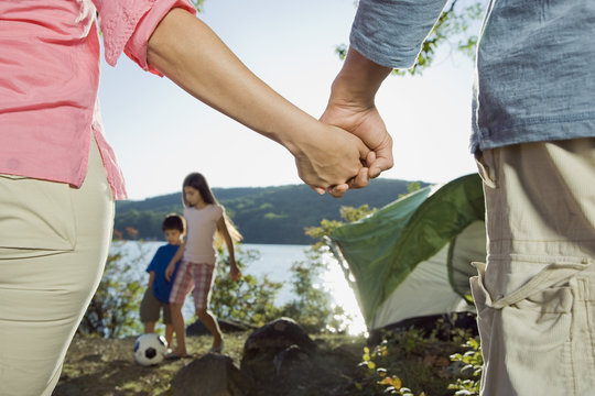 Family Enjoying A Camping Trip