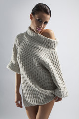 beautiful brunette in jumper