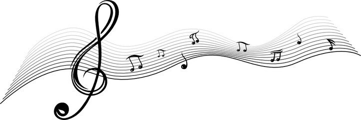 Musik, Musiknote, Noten, Notenschl&uuml;ssel, schwarz