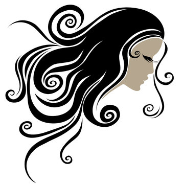 Vector Decorative portrait of woman with long hair