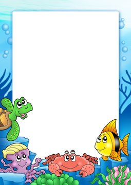 Frame with various sea animals