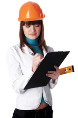 Charming girl the builder