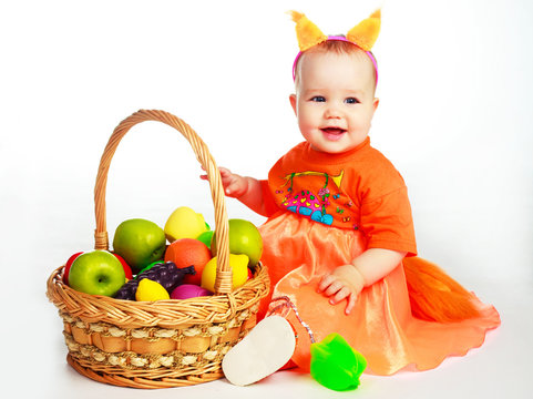 Baby Wearing A Costume Of A Squirrel