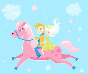 children riding pony card - valentines day