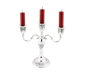 Candelabra and candles isolated on white