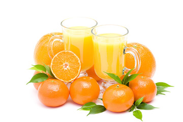 orange juice and some fresh fruits