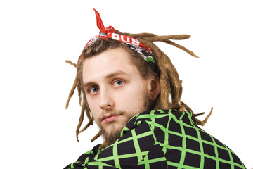 portrait of young dreadlock man isolated