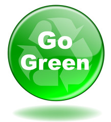 GO GREEN Button (Ecology Recycle Sign Symbol Environment Carbon)