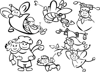 Set of cute angels for design