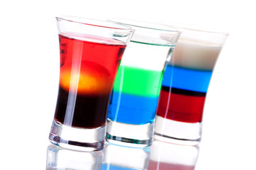 Shot cocktail collection: Morning, Anabolic and Russian Flag