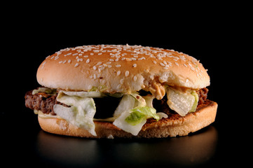Beer mug and burger