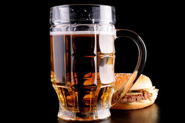 Beer mug and burger