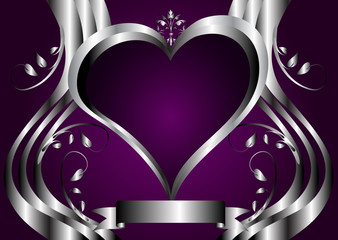 Silver Hearts Valentines Vector Illustration