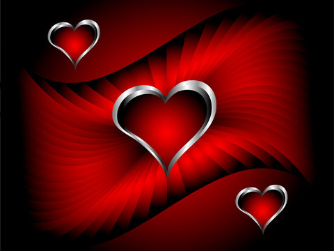 A vector valentines background with silver hearts