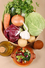 All you need for typical italian minestrone soup