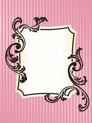 Rectangular romantic French retro frame in pink