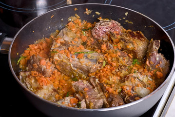 frying meat