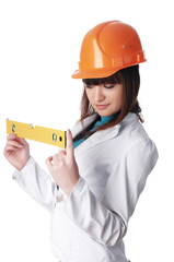 Charming girl the builder