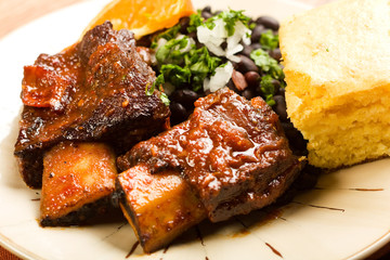 Braised Beef Ribs with Black Beans and Cornbread