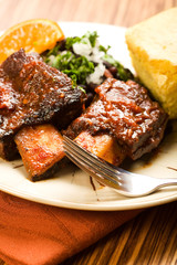 Braised Beef Ribs with Beans and Cornbread