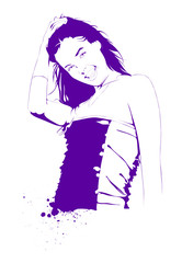 beautiful young girl, vector illustration