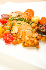 Chicken with tomatoes and Garbanzo Beans