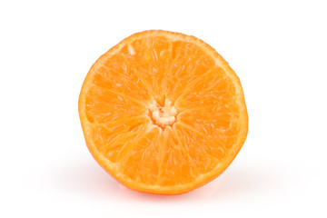 Ripe tangerine cut off on the white isolated background