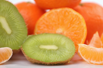 Fresh kiwi, pear and orange