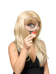 Blonde girl with glass