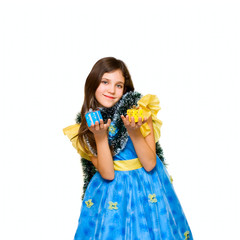 Portrait teen girl with holiday decoration