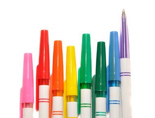 multicolored pens