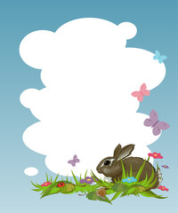 Background with a rabbit on the lawn