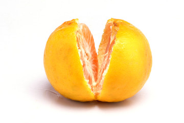 One Sliced Orange on white Background