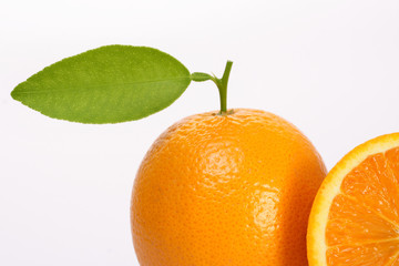 Fresh orange against white