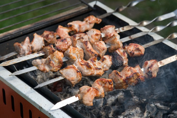 Preparing shashlik