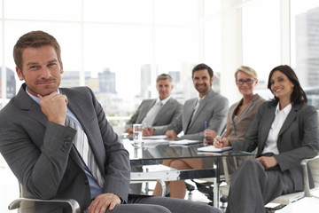 Young man with his partners