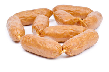 Link of Sausages Isolated on White