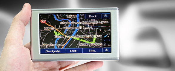 Gps in a man hand.