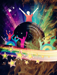 Abstract Rainbow Disco Music Background