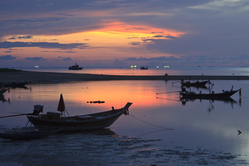 Boats at sunset.