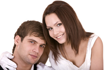 Couple of girl and man. Love and passion.