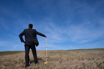 businessman cleaning the environment