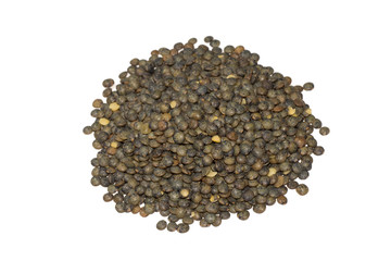 lentilles sur fond blanc