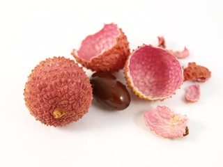 Lychee on white background