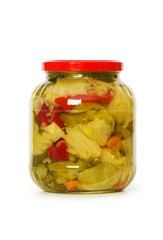 Pickels jar isolated on the white background